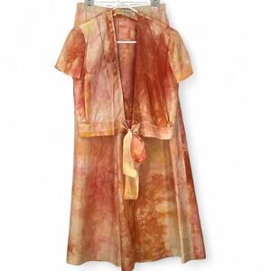 RENE' Ruiz S Set Top Wide Leg Pants Trouser 2 Piece Satin Cropped Blouse LUXURY